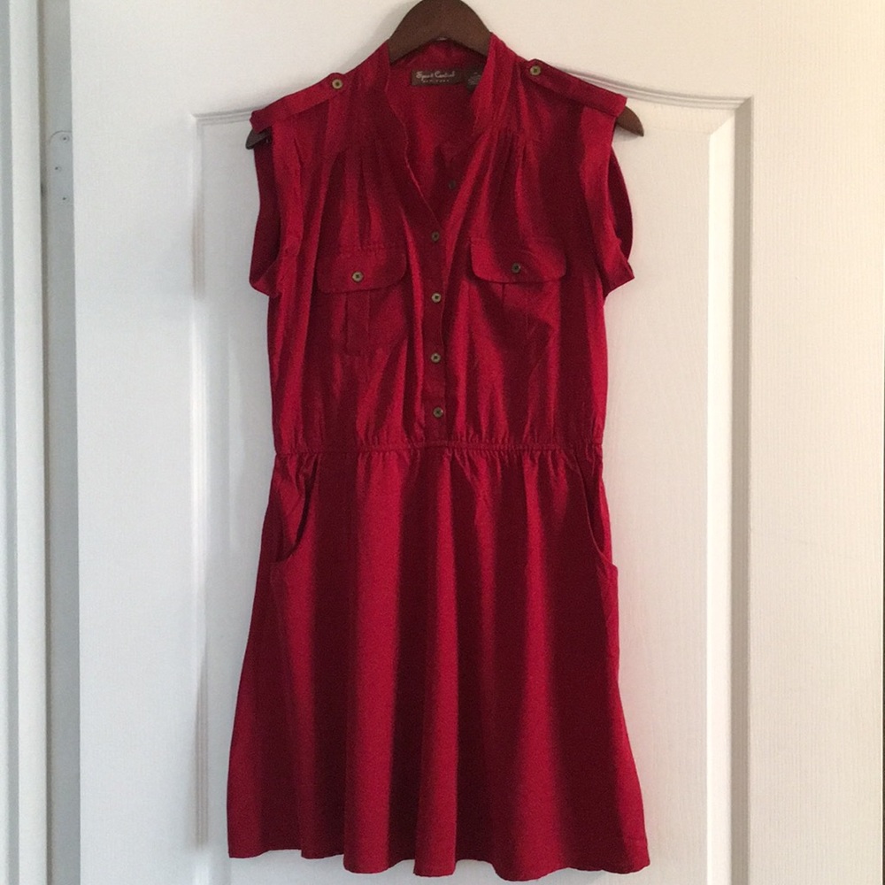 Cap Sleeve Button Dress